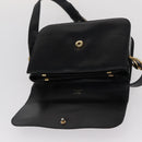 CELINE Horse Carriage Shoulder Bag Leather Black Gold Auth gh1220-10