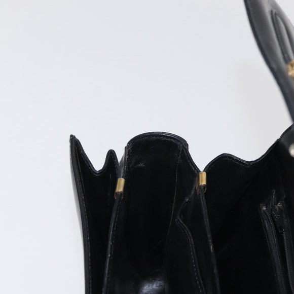 CELINE Horse Carriage Shoulder Bag Leather Black Gold Auth gh1220