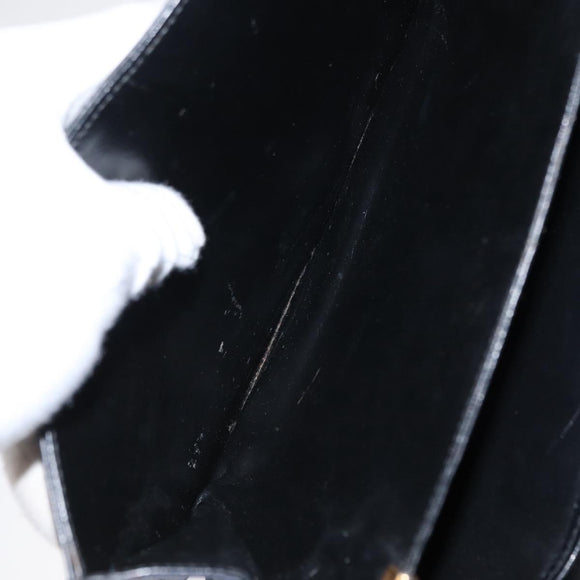 CELINE Horse Carriage Shoulder Bag Leather Black Gold Auth gh1220