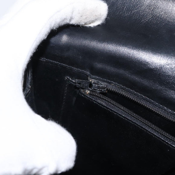 CELINE Horse Carriage Shoulder Bag Leather Black Gold Auth gh1220