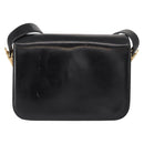 CELINE Horse Carriage Shoulder Bag Leather Black Gold Auth gh1220-2