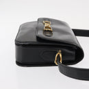 CELINE Horse Carriage Shoulder Bag Leather Black Gold Auth gh1220-3