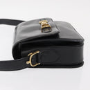 CELINE Horse Carriage Shoulder Bag Leather Black Gold Auth gh1220-4