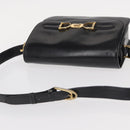 CELINE Horse Carriage Shoulder Bag Leather Black Gold Auth gh1220-6