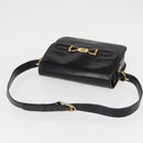 CELINE Horse Carriage Shoulder Bag Leather Black Gold Auth gh1220-7