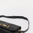 CELINE Horse Carriage Shoulder Bag Leather Black Gold Auth gh1220-8