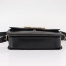 CELINE Horse Carriage Shoulder Bag Leather Black Gold Auth gh1220-5