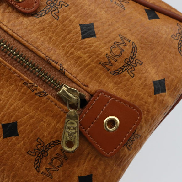 MCM Logogram Vicetos Hand Bag PVC Leather Brown Gold Auth gh1221