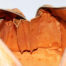 MCM Logogram Vicetos Hand Bag PVC Leather Brown Gold Auth gh1221-18