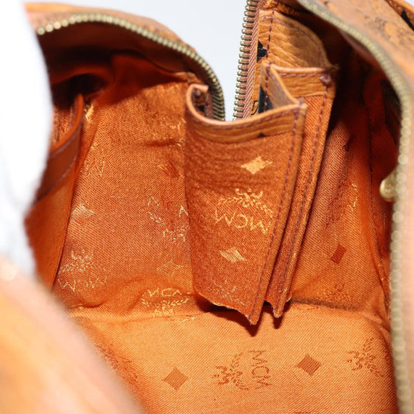 MCM Logogram Vicetos Hand Bag PVC Leather Brown Gold Auth gh1221