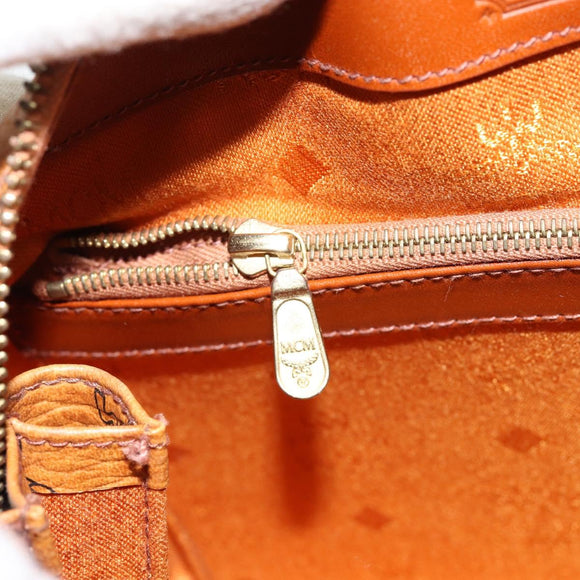 MCM Logogram Vicetos Hand Bag PVC Leather Brown Gold Auth gh1221