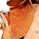 MCM Logogram Vicetos Hand Bag PVC Leather Brown Gold Auth gh1221-21