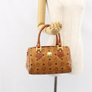MCM Logogram Vicetos Hand Bag PVC Leather Brown Gold Auth gh1221-23