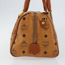 MCM Logogram Vicetos Hand Bag PVC Leather Brown Gold Auth gh1221-5