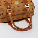 MCM Logogram Vicetos Hand Bag PVC Leather Brown Gold Auth gh1221-7