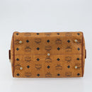 MCM Logogram Vicetos Hand Bag PVC Leather Brown Gold Auth gh1221-9