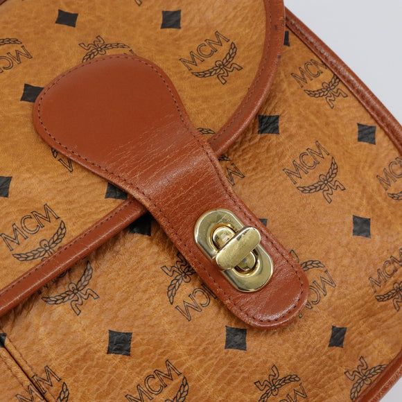 MCM Logogram Vicetos Shoulder Bag PVC Leather Brown Gold Auth gh1222