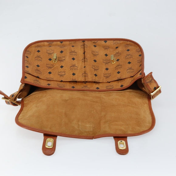MCM Logogram Vicetos Shoulder Bag PVC Leather Brown Gold Auth gh1222