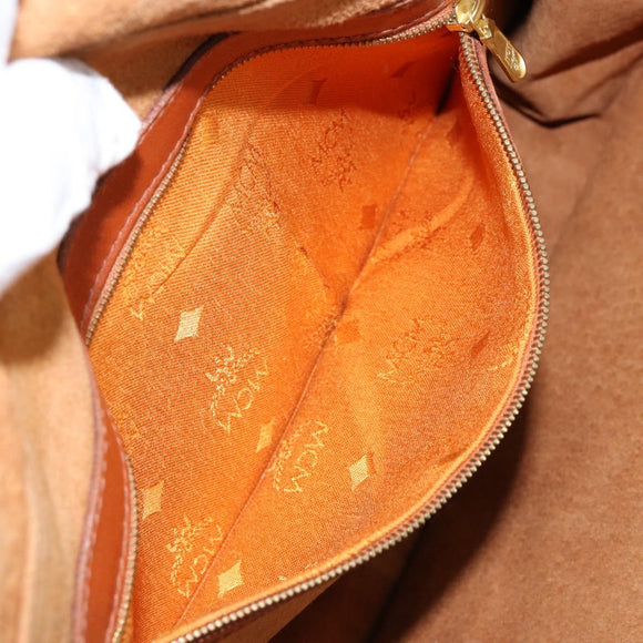 MCM Logogram Vicetos Shoulder Bag PVC Leather Brown Gold Auth gh1222