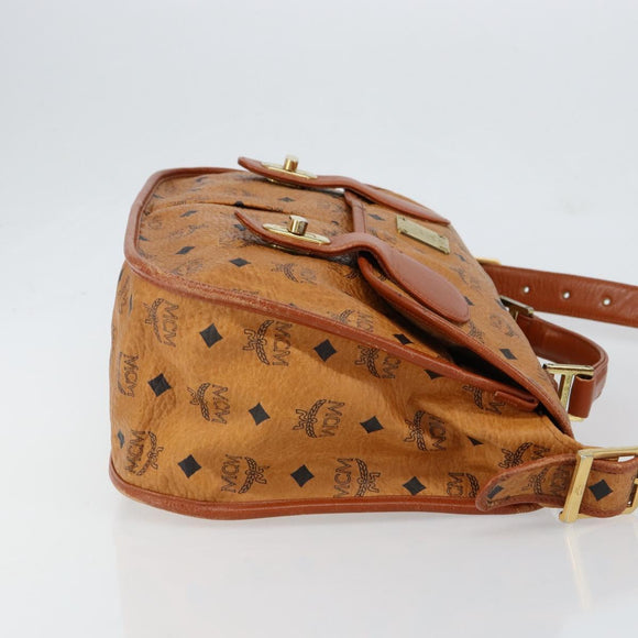 MCM Logogram Vicetos Shoulder Bag PVC Leather Brown Gold Auth gh1222