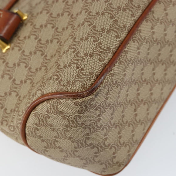 CELINE Macadam Canvas Handtasche PVC Beige Gold Auth gh1223
