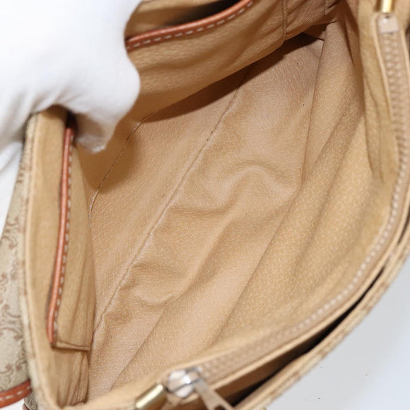 CELINE Macadam Canvas Handtasche PVC Beige Gold Auth gh1223
