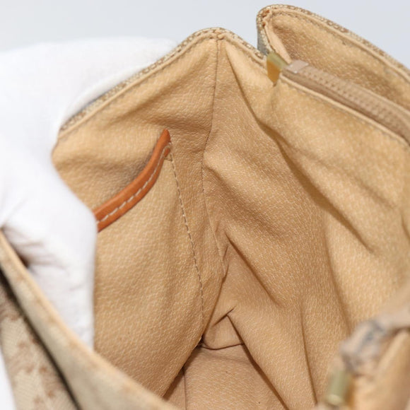 CELINE Macadam Canvas Handtasche PVC Beige Gold Auth gh1223