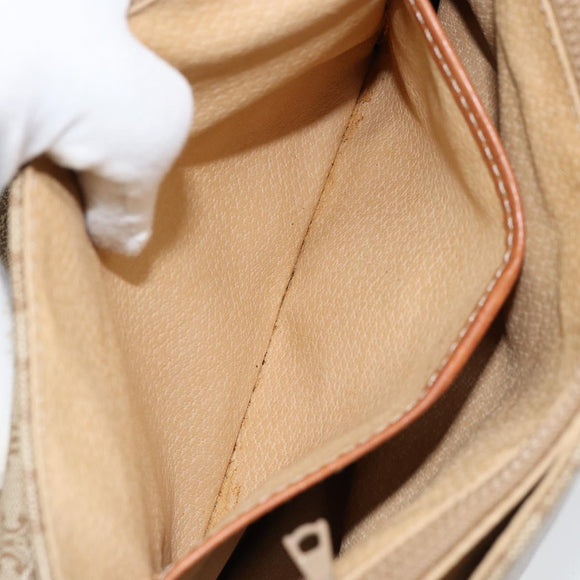 CELINE Macadam Canvas Handtasche PVC Beige Gold Auth gh1223