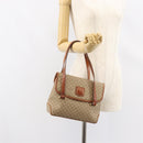 CELINE Macadam Canvas Handtasche PVC Beige Gold Auth gh1223-25