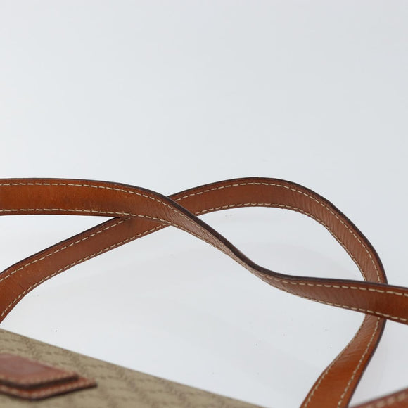 CELINE Macadam Canvas Handtasche PVC Beige Gold Auth gh1223