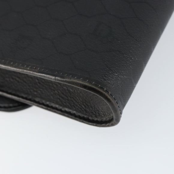 Christian Dior Honeycomb Canvas Chain Shoulder Bag PVC Black Gold Auth gh1228