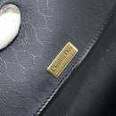 Christian Dior Honeycomb Canvas Chain Shoulder Bag PVC Black Gold Auth gh1228-18