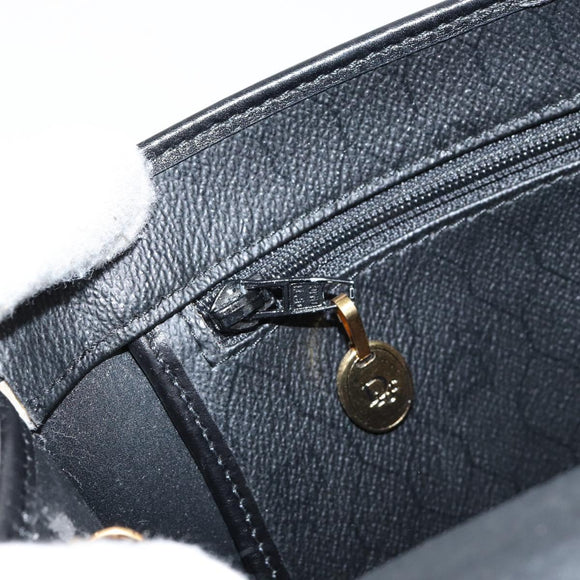 Christian Dior Honeycomb Canvas Chain Shoulder Bag PVC Black Gold Auth gh1228