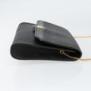 Christian Dior Honeycomb Canvas Chain Shoulder Bag PVC Black Gold Auth gh1228-3