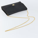 Christian Dior Honeycomb Canvas Chain Shoulder Bag PVC Black Gold Auth gh1228-7