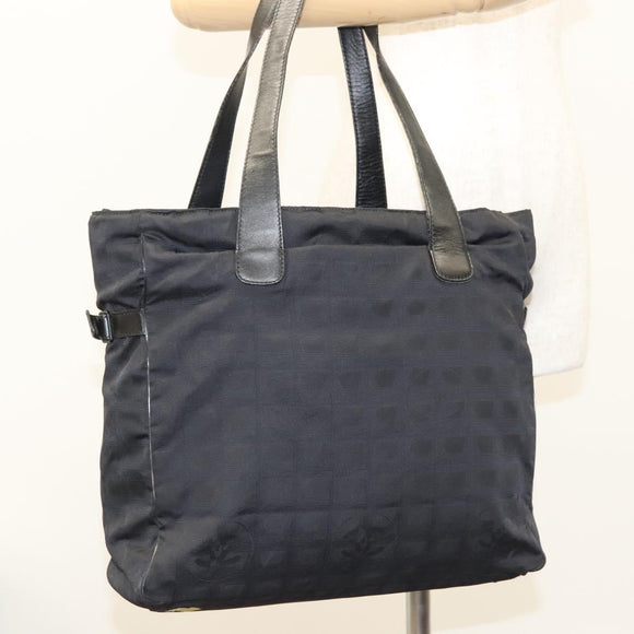 CHANEL New Travel Line Tote Bag Nylon Black CC Auth gh123