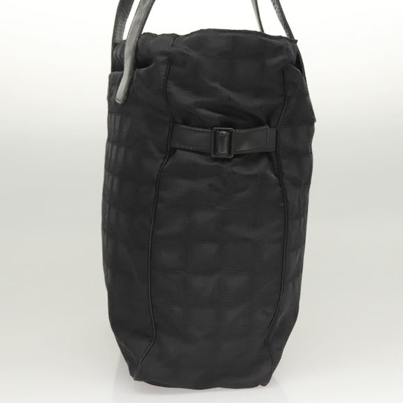 CHANEL New Travel Line Tote Bag Nylon Black CC Auth gh123