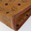 MCM Logogram Vicetos Clutch Bag PVC Leather Brown Gold Auth gh1233-10