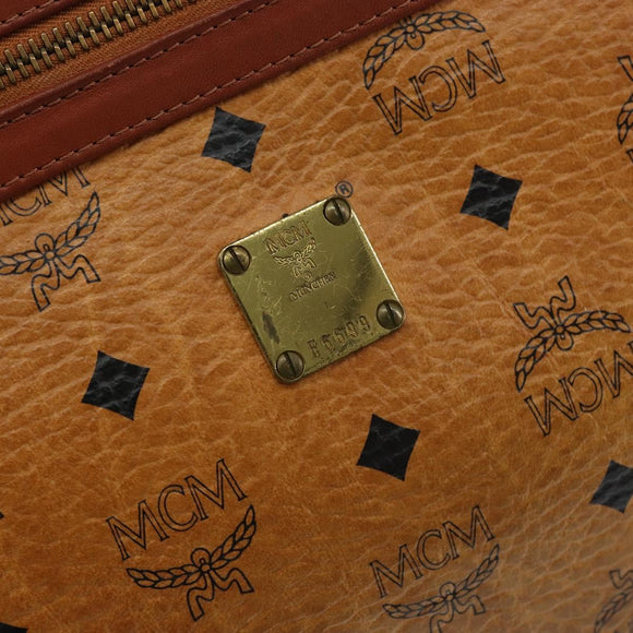 MCM Logogram Vicetos Clutch Bag PVC Leather Brown Gold Auth gh1233
