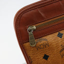 MCM Logogram Vicetos Clutch Bag PVC Leather Brown Gold Auth gh1233-13