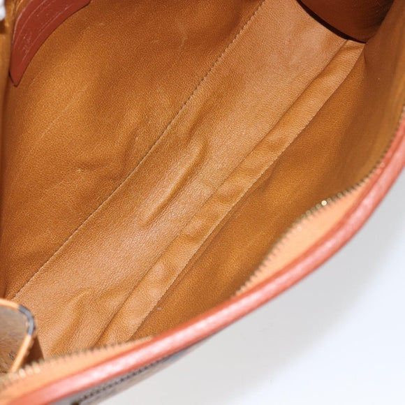 MCM Logogram Vicetos Clutch Bag PVC Leather Brown Gold Auth gh1233