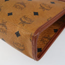 MCM Logogram Vicetos Clutch Bag PVC Leather Brown Gold Auth gh1233-8