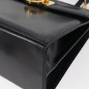 Salvatore Ferragamo Gancini Hand Bag Leather 2way Navy Gold Auth gh1234-13