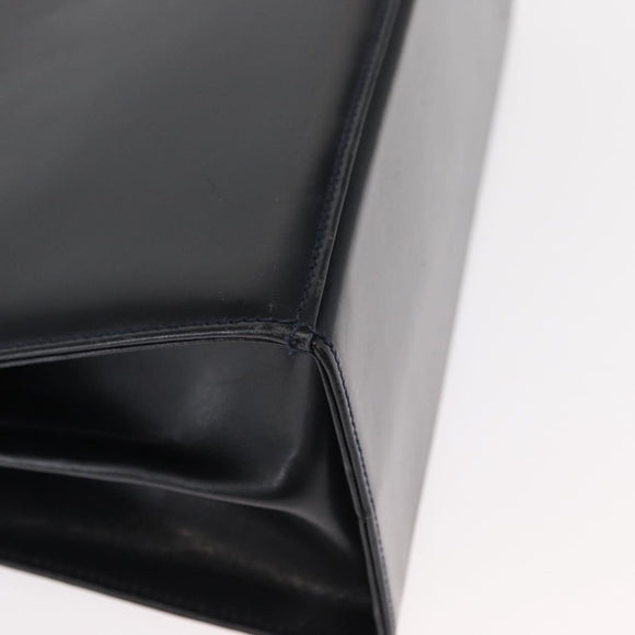 Salvatore Ferragamo Gancini Hand Bag Leather 2way Navy Gold Auth gh1234