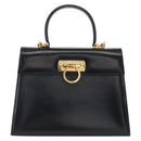 Salvatore Ferragamo Gancini Hand Bag Leather 2way Navy Gold Auth gh1234-2