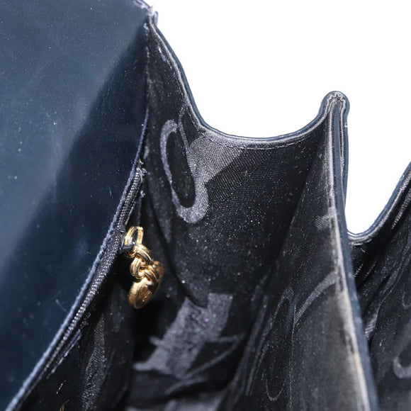 Salvatore Ferragamo Gancini Hand Bag Leather 2way Navy Gold Auth gh1234