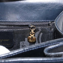 Salvatore Ferragamo Gancini Hand Bag Leather 2way Navy Gold Auth gh1234-23