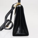 Salvatore Ferragamo Gancini Hand Bag Leather 2way Navy Gold Auth gh1234-4