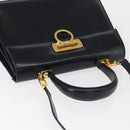 Salvatore Ferragamo Gancini Hand Bag Leather 2way Navy Gold Auth gh1234-6