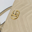 GUCCI GG Marmont Mini Camera Bag Leather White Gold 448065 Auth gh1235-17